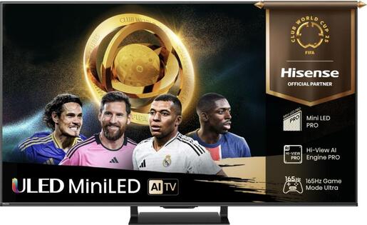 Hisense Mini LED televizor 55U7Q, 4K Ultra HD, Smart TV, VIDAA , Quantum Dot Colour, 144Hz Game Mode Pro, Crni