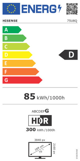 Hisense Mini LED televizor 75U8Q, 4K Ultra HD, Smart TV, VIDAA , Hi-View AI Engine PRO,4.1.2 Surround, 165Hz Game Mode Pro, Crni