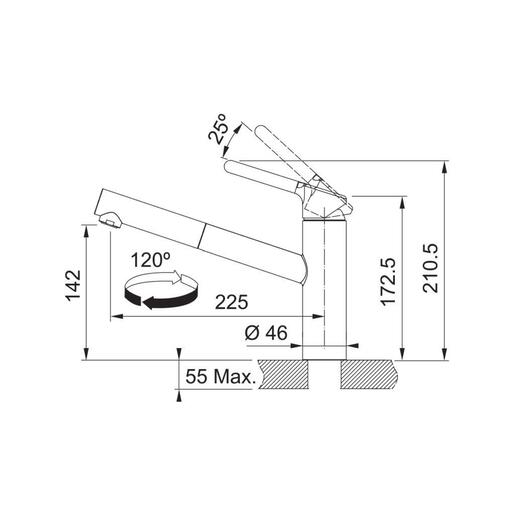 Franke set sudoper Smart SRX 611-86 LB desni + česma ORBIT DOCCIA