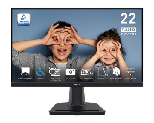 MSI monitor MP225V PRO, 22, FullHD, VA, 300 cd/m2, Adaptive Sync, VGA, HDMI, 100 Hz, 1ms
