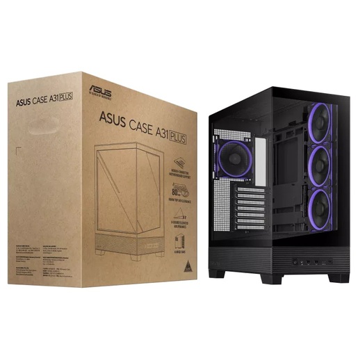 ASUS kućište A31 PLUS TG ARGB black Mid-tower, ATX, 7 Expansion4x ARGB 120mm fans
