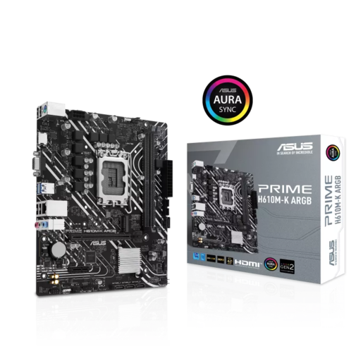 ASUS matična ploča PRIME H610M-K ARGB LGA1700, 2xDDR5, 1x M.2, 6xUSB1x VGA, 1x HDMI, mATX