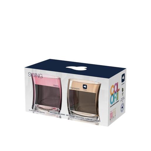 Leonardo SWING čaše za piće 355 ml crvena/šampanjac – set 2 kom