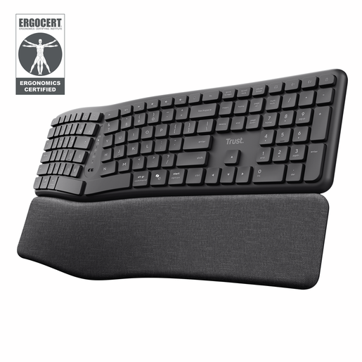 TRUST tastatura KEYRA ergo multi bežična, US layout,USB-C, USB-A, bluetooth