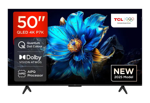TCL QLED televizor 50P7K, 4K Ultra HD, Smart TV, Google TV, AiPQ PRO PROCESSOR, HVA ekran, Dolby Atmos, HDR10, **MODEL 2025**        