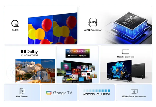 TCL QLED televizor 50P7K, 4K Ultra HD, Smart TV, Google TV, AiPQ PRO PROCESSOR, HVA ekran, Dolby Atmos, HDR10, **MODEL 2025**        