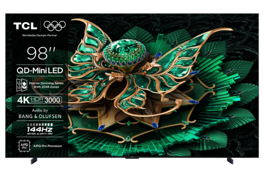 TCL QD-MiniLED televizor 98C7K, 4K Ultra HD, Smart TV, Google TV, 144 Hz VRR, Audio od Bang & Olufsena, AiPQ Pro procesor, HDR 2600 nita, CrystGlow HVA panel, Ultra tanki dizajn