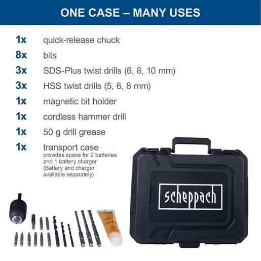 Scheppach aku udarna čekić bušilica SDS PLUS IXES C-RHD130-X – SOLO