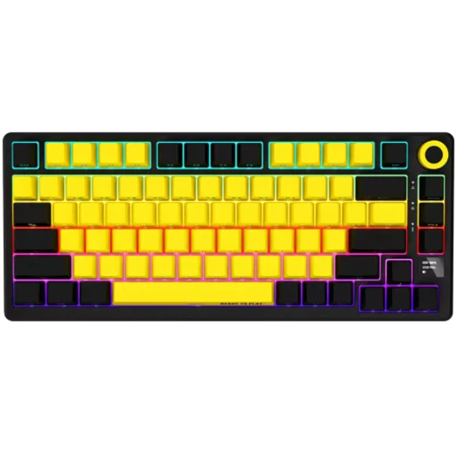 LORGAR tastatura KBP7075W, bežična 75% mehanička Gaming, crno žuta, EN layout