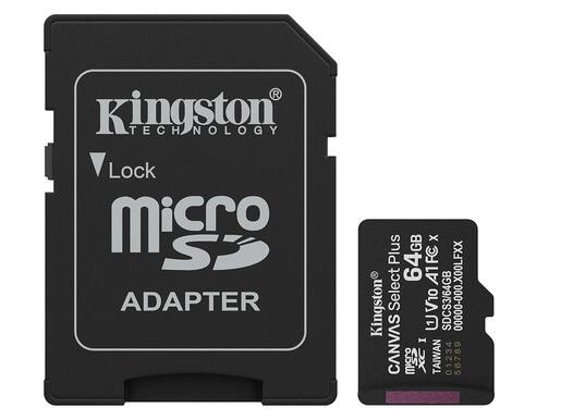 Kingston MicroSD 64GB Class 10Canvas Select Plus100MBs Read,Class 10 UHS-I
