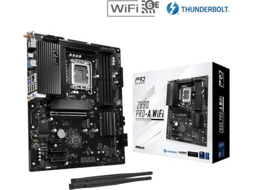 ASROCK matična ploča Z890 PRO-A WIFI LGA1851, 4xDDR5, 4xM.2, 4xSATAHDMI, DP, Thunderbolt USB4, ATX, RAID
