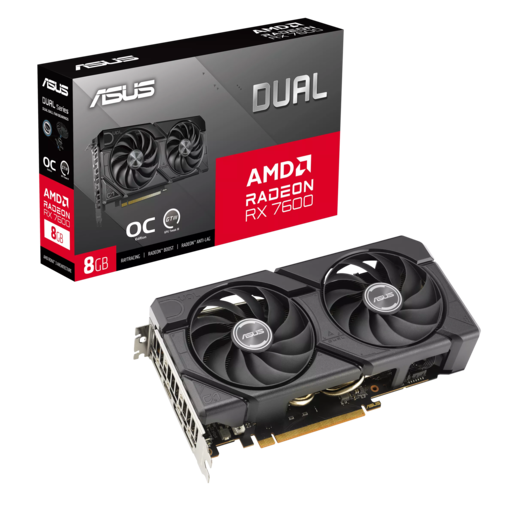 ASUS grafička kartica AMD Radeon DUAL RX7600 O8G EVO 8GB GDDR6, 128-bit, 3x DP, 1x HDMI