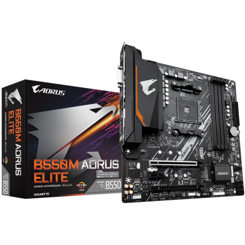 GIGABYTE matična ploča B550M AORUS ELITE, AMD B550, AM4, 4xDDR4, DVI, HDMI, RAID, micro ATX