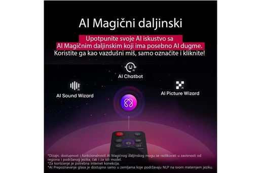 LG QNED televizor 65QNED84A3C, 4K Ultra HD, Smart TV, webOS 25, HDR10/HLG, α7 AI procesor 4K Gen8, Local Dimming, Crni