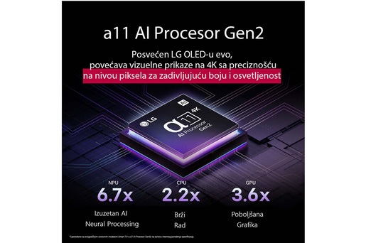 LG OLED evo televizor OLED48G53LS, 48" 4K Ultra HD, Smart TV 2025, webOS 25, Dolby Vision/HDR10/HLG, 144Hz VRR, α11 AI procesor 4K Gen2, Dolby Atmos, 40W, Crni