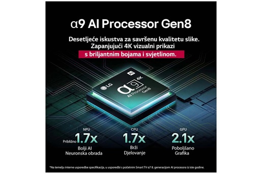 LG OLED evo televizor OLED42C51LA, 42" 4K Ultra HD, Smart TV 2025, webOS 25, Dolby Vision/HDR10/HLG, 144Hz VRR, α9 AI procesor 4K Gen8, Dolby Atmos, Crni