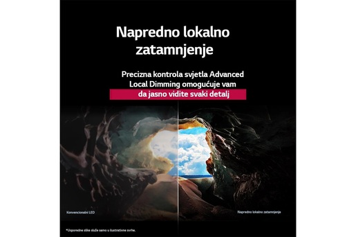 LG QNED televizor 86QNED80A3A, 4K Ultra HD, Smart TV 2025, webOS 25, HDR10/HLG, α7 AI procesor 4K Gen8, Local Dimming, Crni