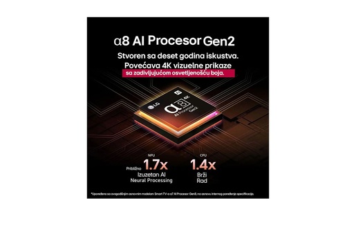 LG OLED televizor OLED65B53LA, 65" 4K Ultra HD, Smart TV 2025, webOS 25, Dolby Vision/HDR10/HLG, 120Hz, α8 AI procesor 4K Gen2, Dolby Atmos, Crni