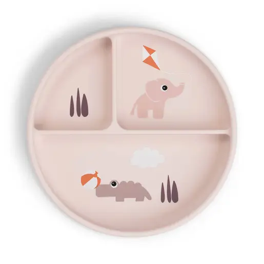 Done by Deer Stick&Stay silikonski tanjir s pregradama - Playground Powder