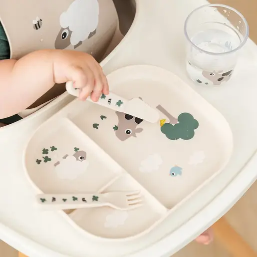 Done by Deer Dječiji escajg Foodie (kašika, viljuška, nož) - Tiny farm Sand