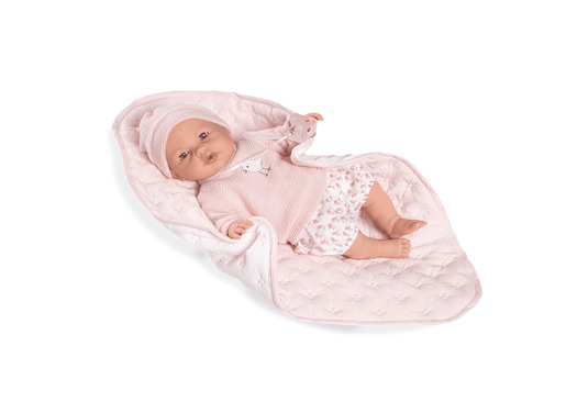 Antonio Juan lutka BIMBA s prošivenom dekicom i motivom ptičice 37 cm