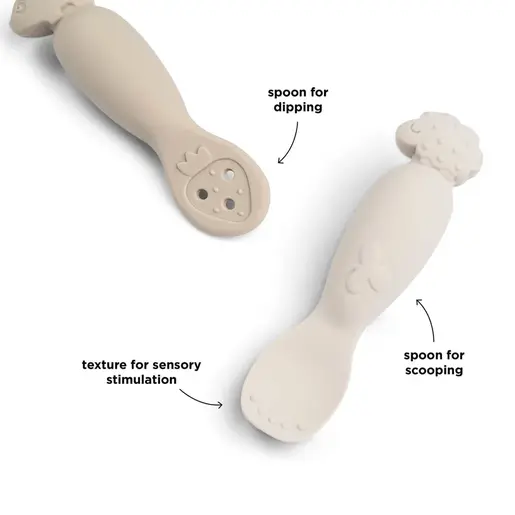 Done by Deer silikonske kašikice za prve zalogaje (2 kom) - Tiny Farm Sand