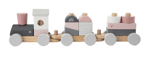 Label Label Drveni didaktički vozić za slaganje - Pink