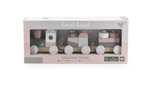 Label Label Drveni didaktički vozić za slaganje - Pink