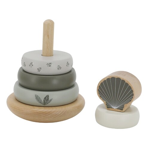 Label Label Drveni balansirajući toranj s obručima - Olive Green