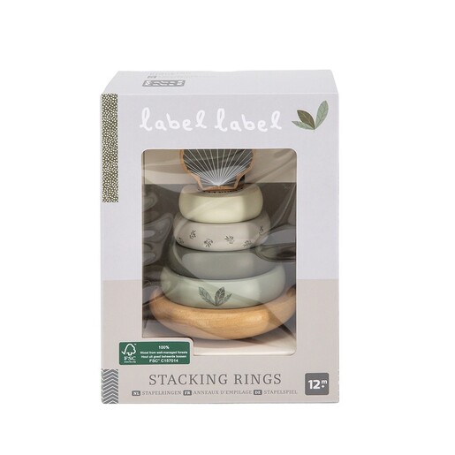 Label Label Drveni balansirajući toranj s obručima - Olive Green