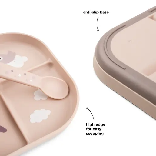 Done by Deer Protuklizni tanjir sa pregradama za hranu - Happy clouds Powder