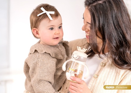 Neno Mio2 Bočica sa slamkom i ručkama 280ml - Cream