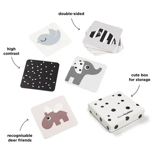 Done by Deer Kontrasne kartice za razvoj vida kod beba - 10 komada - Deer friends