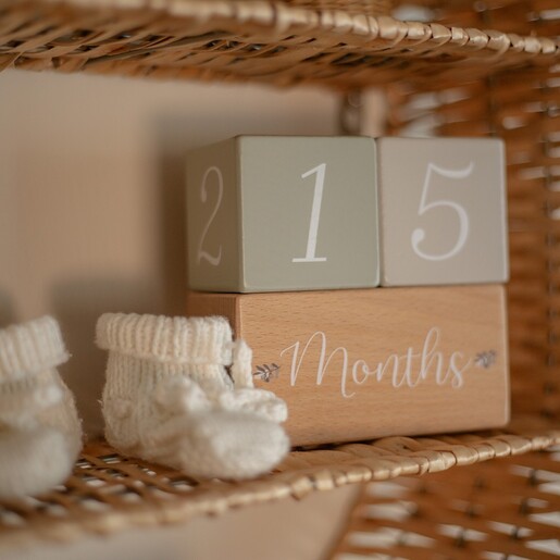 Label Label Drvene Milestone Kockice – Olive Green