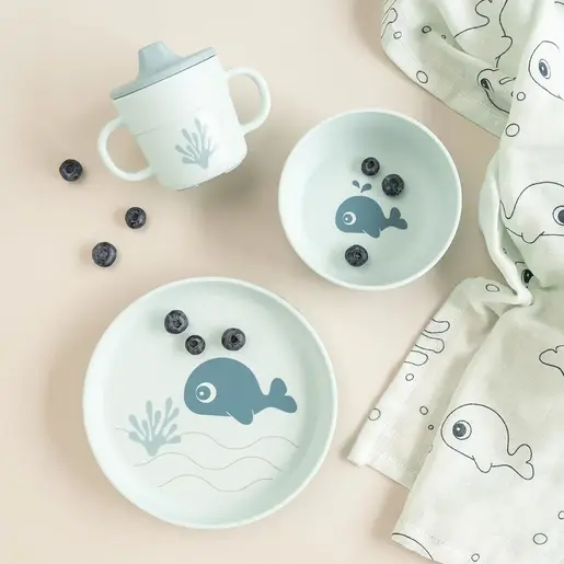 Done by Deer Dječiji protuklizni set za jelo Foodie - Wally Blue