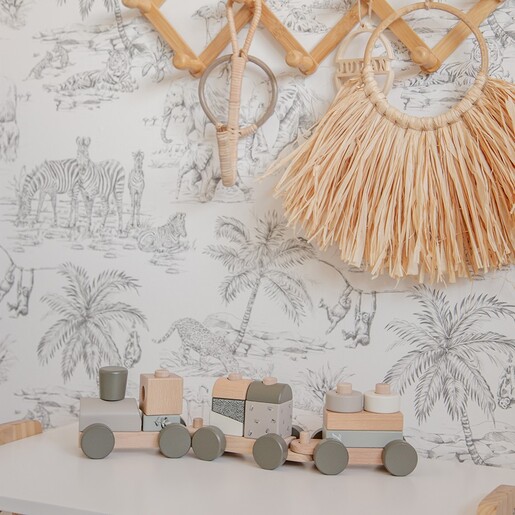 Label Label Drveni didaktički vozić za slaganje - Olive Green