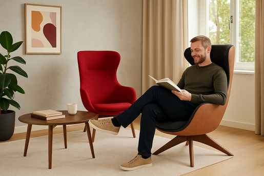 Queen Bombay lounge stolica L21 - crna/oker