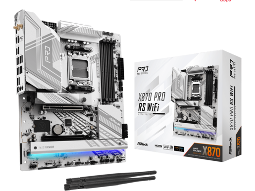 ASROCK matična ploča X870 PRO RS WIFI, AMD X870, 4xDDR5, 3xM.2, 4xSATA, WIFI7, USB4, RAID, ATX, 2.5G LAN