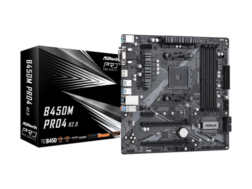 ASROCK matična ploča B450M PRO4 R2.0, AMD B450, AM4, 4xDDR4m.2, VGA, DVI, HDMI, micro ATX