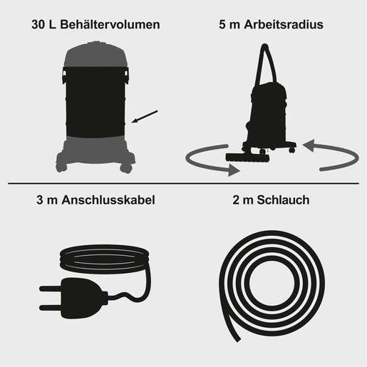 Scheppach Usisivač za mokro i suho čišćenje Black Edition WDV30V2-BE 1200 W