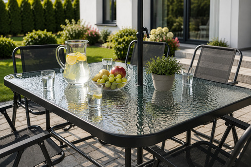 Expert baštenska garnitura sto 120 x 70 x 70 cm i 6 stolica sa suncobranom Vienna