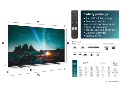 PHILIPS LED televizor 65PUS7609/12, 4K Ultra HD, TITAN OS, Smart TV, Pixel Precise Ultra HD, Dolby Atmos, Antracit sivi