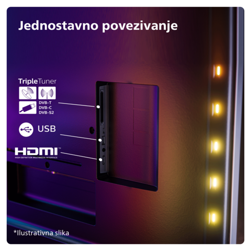 PHILIPS LED televizor 50PUS8079/12, 4K Ultra HD, Smart TV, Titan OS, Ambilight, Pixel Precise Ultra HD, Dolby Atmos, Mat crni