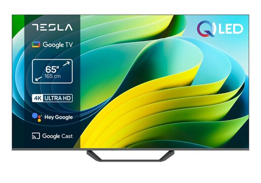TESLA QLED televizor Q65E655GUS, 4K Ultra HD, Google TV, HDR, HLG, Dolby Vision,  tamno siva