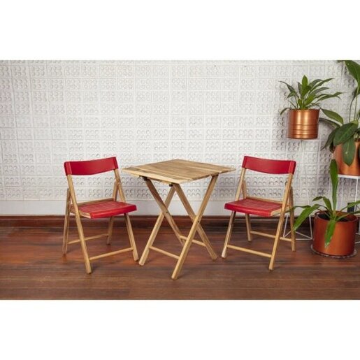 Balkonski set sklop.drv.3/1 NATURAL RED