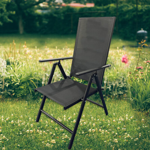 Stolica za vrt sklopiva crna EXUMA
