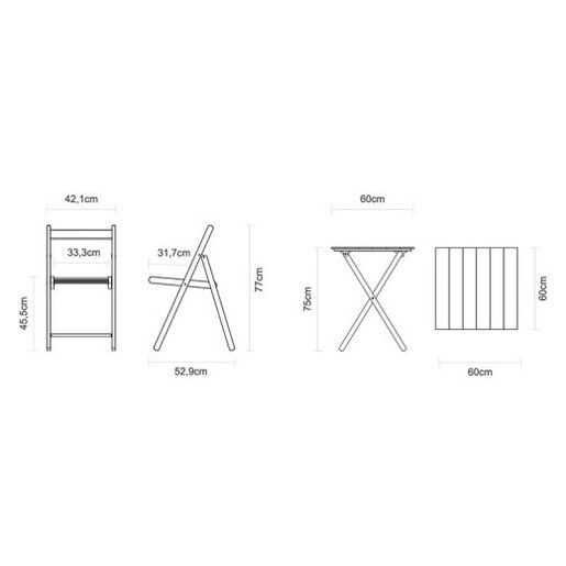 Balkonski set sklop.drv.3/1 DARK BLUE