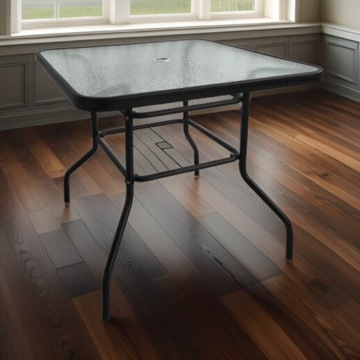 Stol 80x80x72cm stakleni crni HAWAII