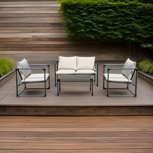 Baštenska garnitura crno/bijela BALI