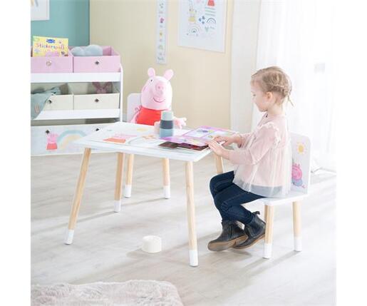 Dječji stol i stolice Peppa Pig, bijela/prirodno drvo